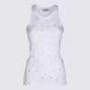 Attico Rhinestone-logo Lettering Tank Top In White/crystal