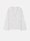 Attico Womens White Monogram Plunge-v-neck Cotton-blend Blouse In White