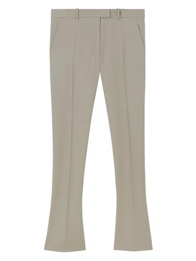 Attico Low-rise Wool Straight Pants In Green