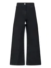 Attico Wide-leg Denim Trousers With Cut Out Detail In Black
