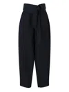 Attico Wrap-effect Belted Trousers In Black