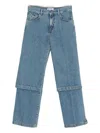 Attico Blue Jeans With Logo Detail On The Pocket And Logo Patch On The Rear In Denim Woman In Blue