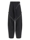 Attico Womens Dark Grey Zip-fastening Balloon-leg Cotton-blend Trousers In Blue