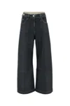 Attico Wide-leg Denim Trousers In Stretch Fabric In Grey