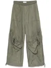 Attico Women's Wide Leg High-waisted Pants With Adjustable Elastic In Military In Military Green