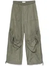 Attico Women's Wide Leg High-waisted Pants With Adjustable Elastic In Military In Military Green