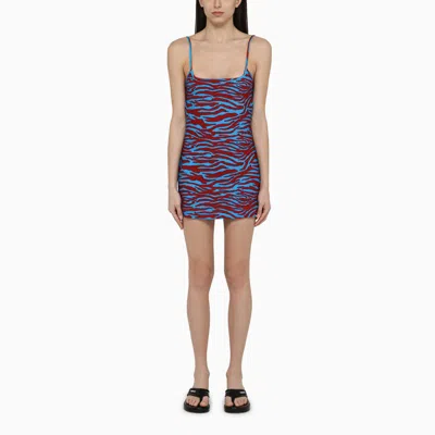 Attico Turquoise/red Zebra Print Cover-up In Blue