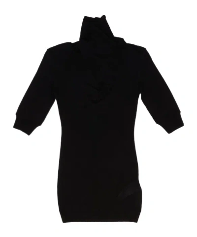 Attico The  Turtleneck Knitted Dress In Black