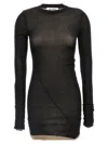 Attico The  Two-material Knit Mini Dress With Asymmetrical Hemline