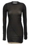 Attico Crew Neck Minidress Sheer Fabric In Black
