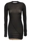 Attico Crew Neck Minidress Sheer Fabric In Black