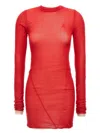 Attico Crew Neck Minidress Sheer Fabric In Red