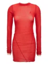 Attico Crew Neck Minidress Sheer Fabric In Red