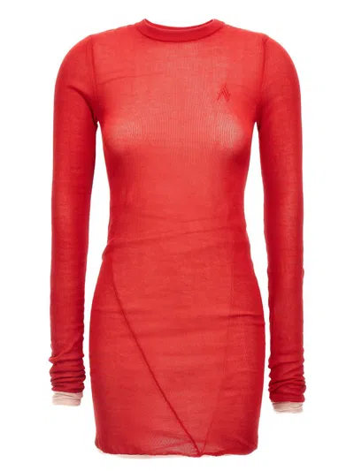 Attico The  Two-material Minidress In Red
