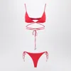 Attico Wrap-around Straps Triangle Top Bikini In Red