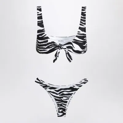 Attico The  Two-piece Zebra Bikini In Black/white