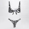 Attico Zebra Print Two Piece Bikini In Black