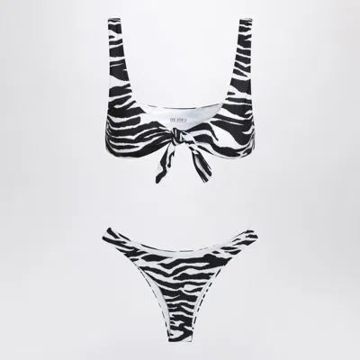 ATTICO THE ATTICO  TWO-PIECE ZEBRA BIKINI IN BLACK/WHITE