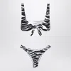 Attico Zebra Print Two Piece Bikini In Black