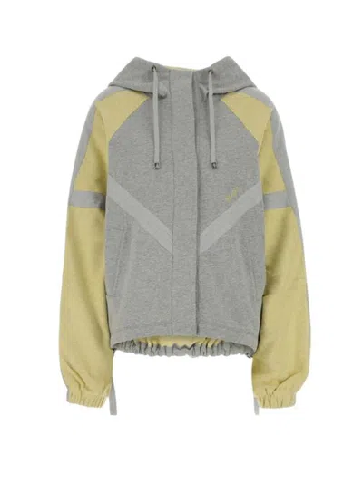 Attico Two-tone Cotton Bomber Jacket In Gray