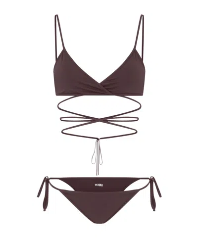 Attico The  Two-piece Bikini Set In Brown