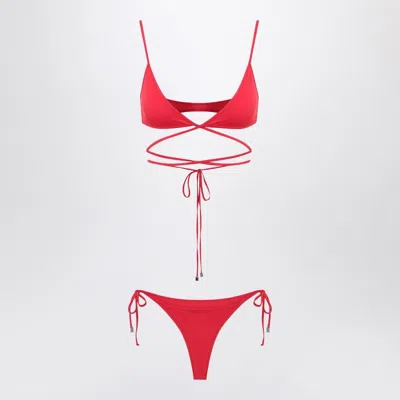 ATTICO THE ATTICO  TWO-PIECE TRIANGLE BIKINI IN RED
