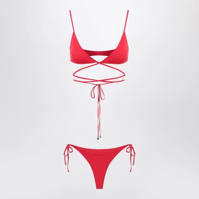 Attico The   Two-piece Triangle Bikini In Red