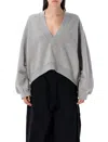 Attico Cotton Sweatshirt Logo Drop V-neck Ribbed In Burgundy