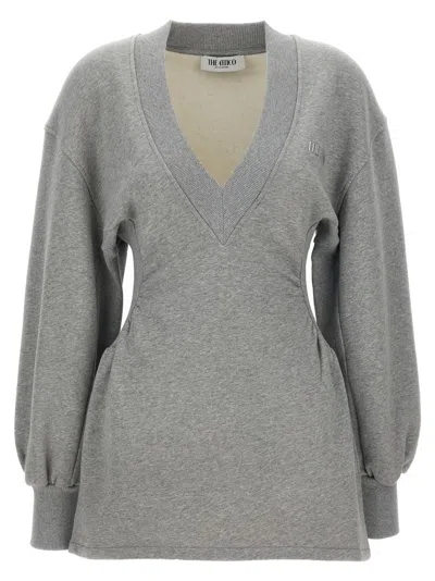 ATTICO THE ATTICO V-NECK FLEECE MINI DRESS
