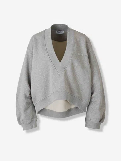 Attico The  V-neck Logo Sweatshirt In Gray