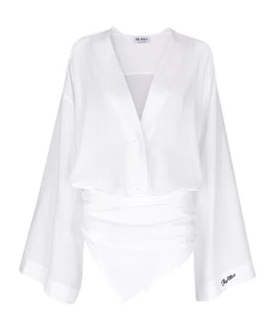 Attico The  V-neck Mini Shirt Dress In White