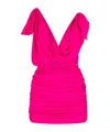 Attico Cowl Neck Draped Dress In Pink