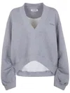 Attico V Neck Sweatshirt In Gray
