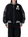 Attico Bomber Jacket With Ribbed Cuffs And Hem In Black