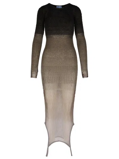Attico "gradient Knit Dress In Seven In Brown