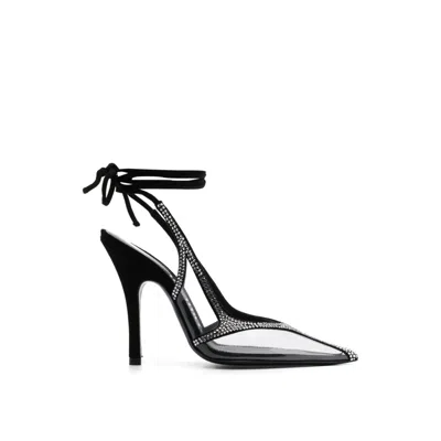 Attico The  Venus Chrome Slingback Pumps In Black