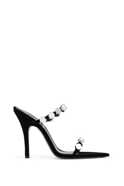Attico Venus 105mm Suede Sandals In Black