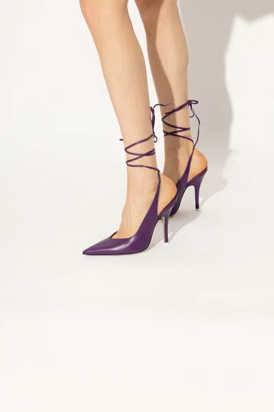 Attico 105mm Venus Leather Pumps In Purple