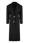 Attico Long Virgin Wool Coat With Chest Pocket