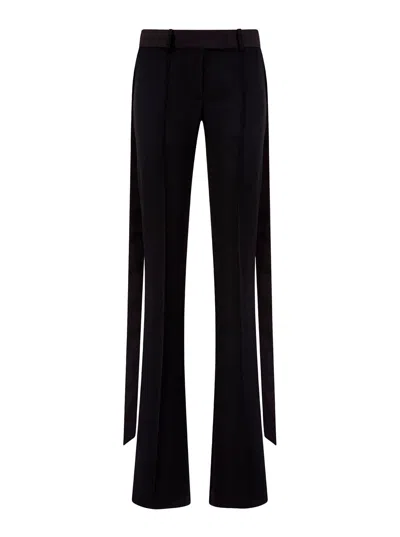 Attico The  Virgin Wool Wide-leg Trousers In Black