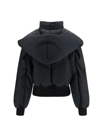 Attico The  V-quilted Cotton Blend Puffer Jacket In Black