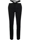 Attico Waist-strap Wool Trousers In Black