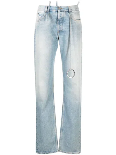 Attico Logo-ring Mid-rise Tapered Jeans In Blue