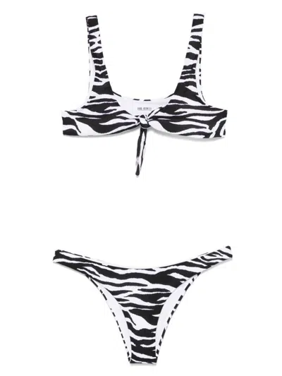 Attico Bikini White E Black In Animal Print