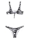 Attico Blackwhite Zebra-print Bikini In Black