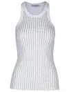 Attico White Tank Top With White Rhinestone In White