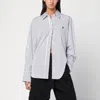 Attico Striped Cotton Shirt With Long Sleeves In Blue