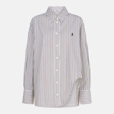 Attico The  White Diana Striped Shirt In Multi