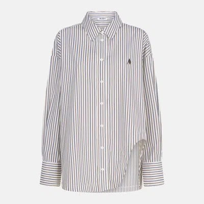 Attico Striped Shirt Collar Long Sleeves In Gray