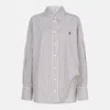 Attico Striped Cotton Shirt With Long Sleeves In Gray